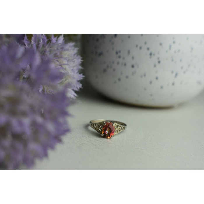 925 Sterling Silver Pink Spinel Ring Size 8