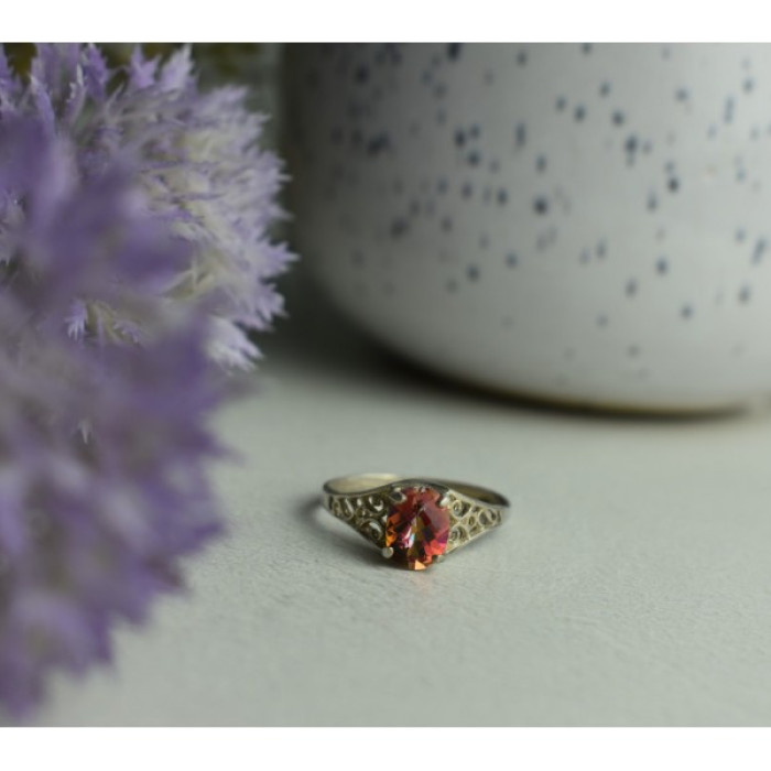 925 Sterling Silver Pink Spinel Ring Size 8