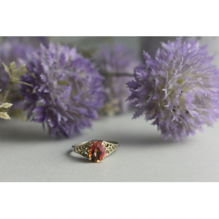 925 Sterling Silver Pink Spinel Ring Size 8