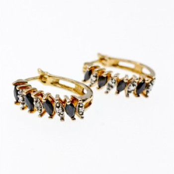 925 Sterling Silver Gold Plated Sapphires & CZ Earrings