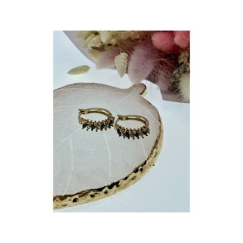 925 Sterling Silver Gold Plated Sapphires & CZ Earrings