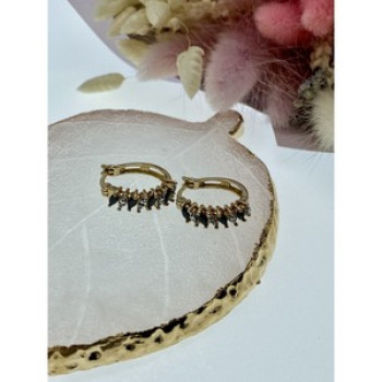 925 Sterling Silver Gold Plated Sapphires & CZ Earrings