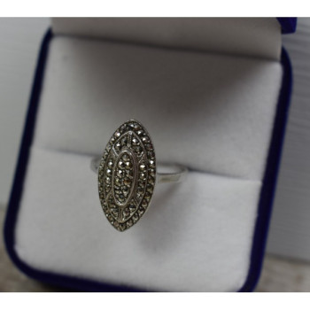925 Sterling Silver Marcasites Ring Size 6.5