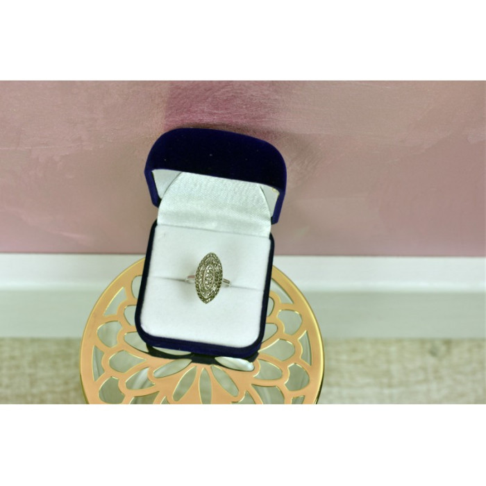 925 Sterling Silver Marcasites Ring Size 6.5