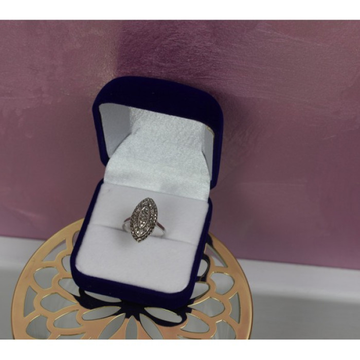 925 Sterling Silver Marcasites Ring Size 6.5
