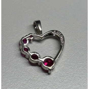925 Sterling Silver Spinel Heart Pendant
