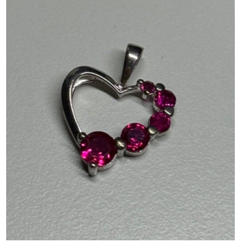 925 Sterling Silver Spinel Heart Pendant