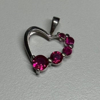 925 Sterling Silver Spinel Heart Pendant
