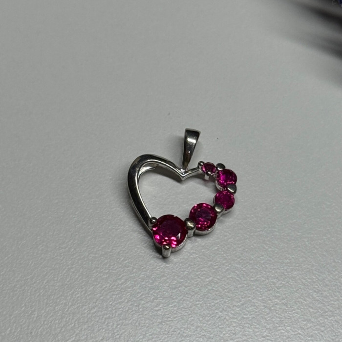 925 Sterling Silver Spinel Heart Pendant