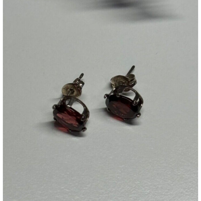 925 Sterling Silver Garnet Earrings