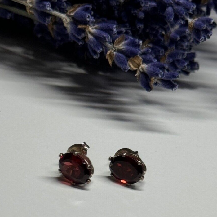 925 Sterling Silver Garnet Earrings