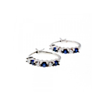 925 Sterling Silver Blue & White CZ Earrings