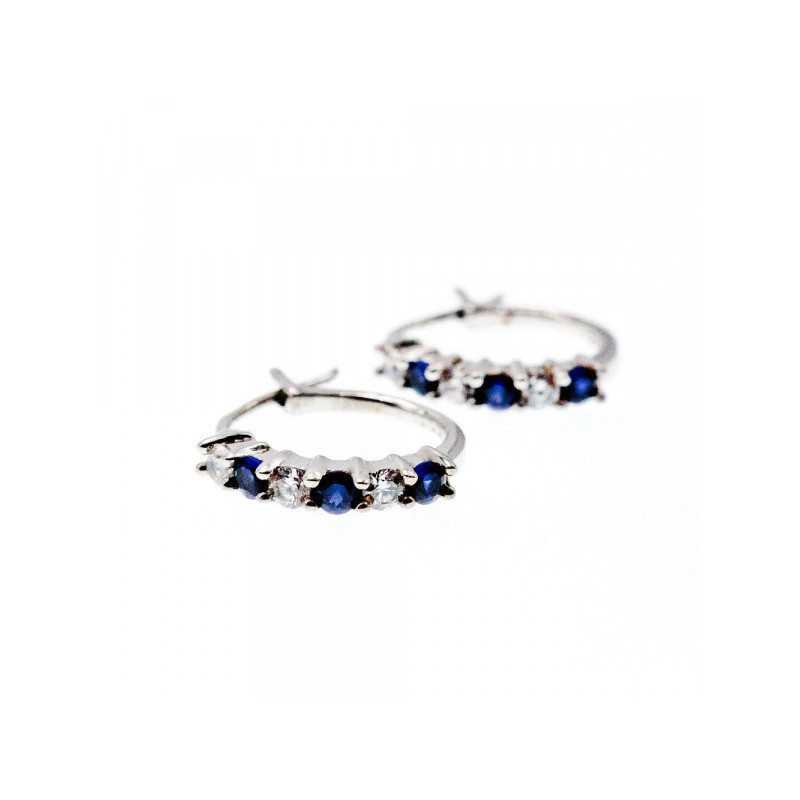 925 Sterling Silver Blue & White CZ Earrings