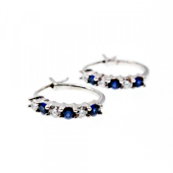 925 Sterling Silver Blue & White CZ Earrings