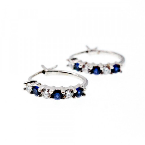 925 Sterling Silver Blue & White CZ Earrings