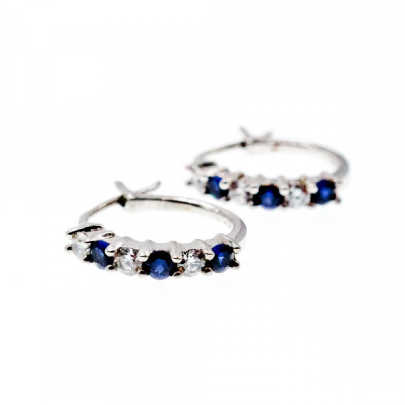 925 Sterling Silver Blue & White CZ Earrings