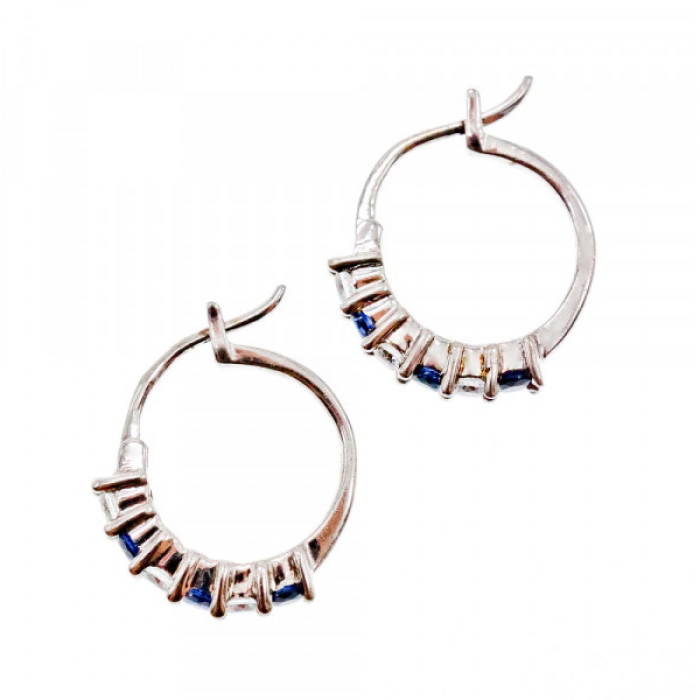 925 Sterling Silver Blue & White CZ Earrings