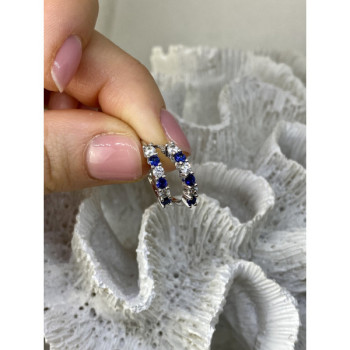 925 Sterling Silver Blue & White CZ Earrings