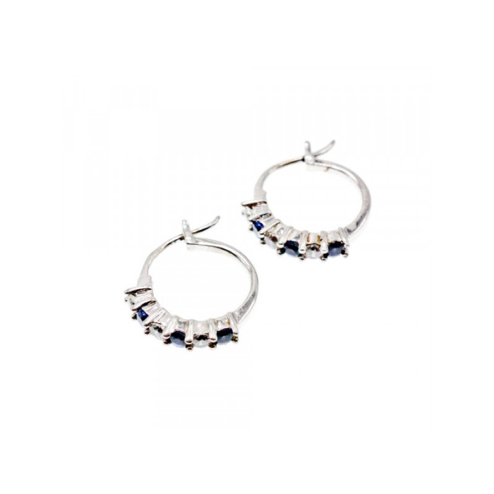 925 Sterling Silver Blue & White CZ Earrings