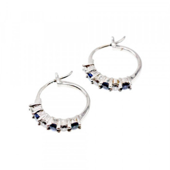 925 Sterling Silver Blue & White CZ Earrings