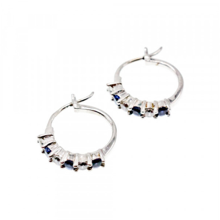 925 Sterling Silver Blue & White CZ Earrings