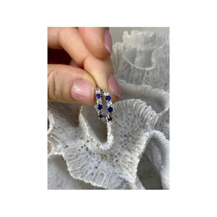 925 Sterling Silver Blue & White CZ Earrings