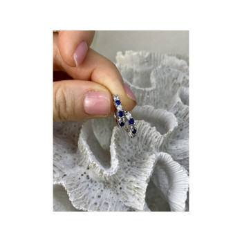 925 Sterling Silver Blue & White CZ Earrings