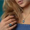 925 Sterling Silver Aquamarine Ring Size 6.5