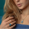 925 Sterling Silver Aquamarine Ring Size 6.5