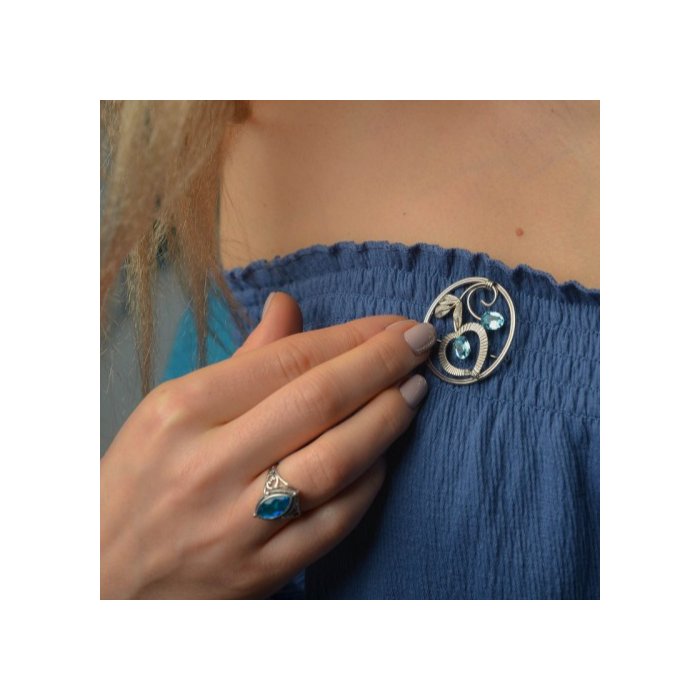 925 Sterling Silver Aquamarine Ring Size 6.5