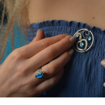 925 Sterling Silver Aquamarine Ring Size 6.5