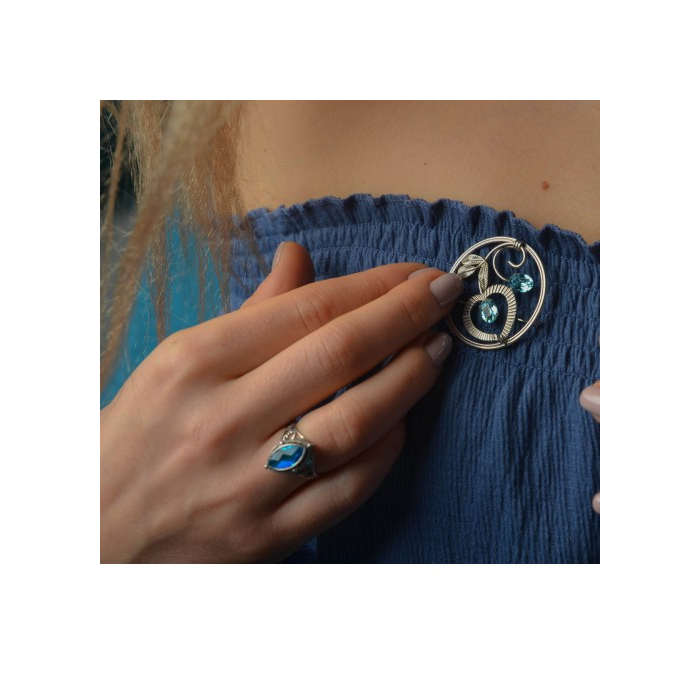 925 Sterling Silver Aquamarine Ring Size 6.5