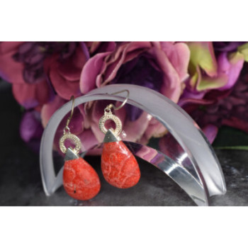 Vintage 925 Sterling Silver Red Jasper Earrings