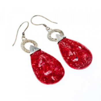 Vintage 925 Sterling Silver Red Jasper Earrings