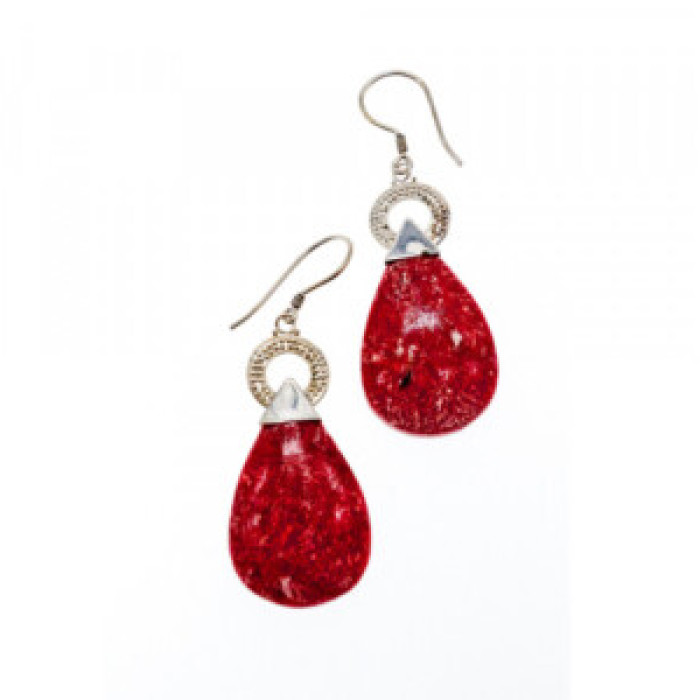 Vintage 925 Sterling Silver Red Jasper Earrings