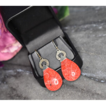 Vintage 925 Sterling Silver Red Jasper Earrings