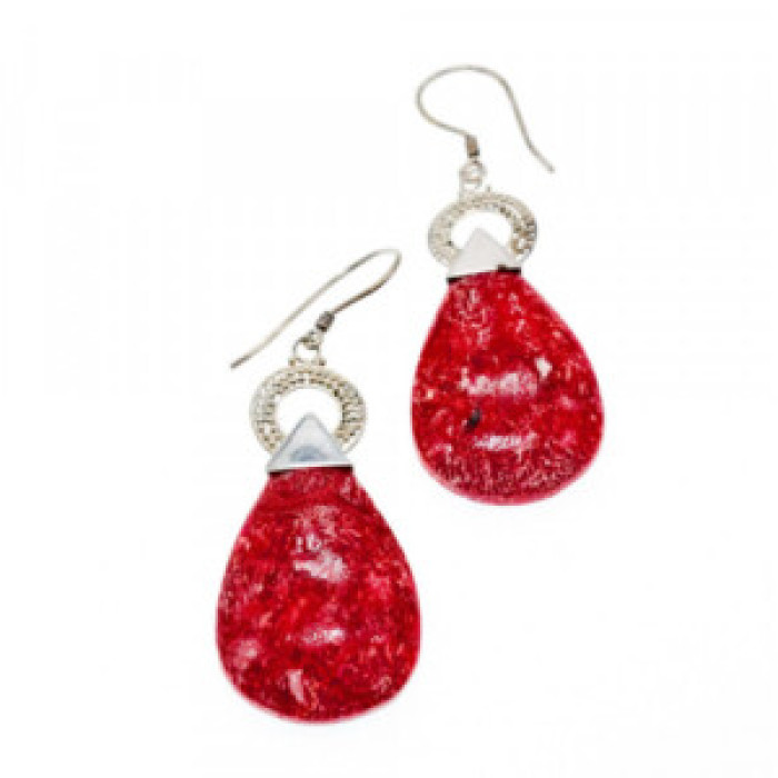 Vintage 925 Sterling Silver Red Jasper Earrings