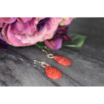 Vintage 925 Sterling Silver Red Jasper Earrings