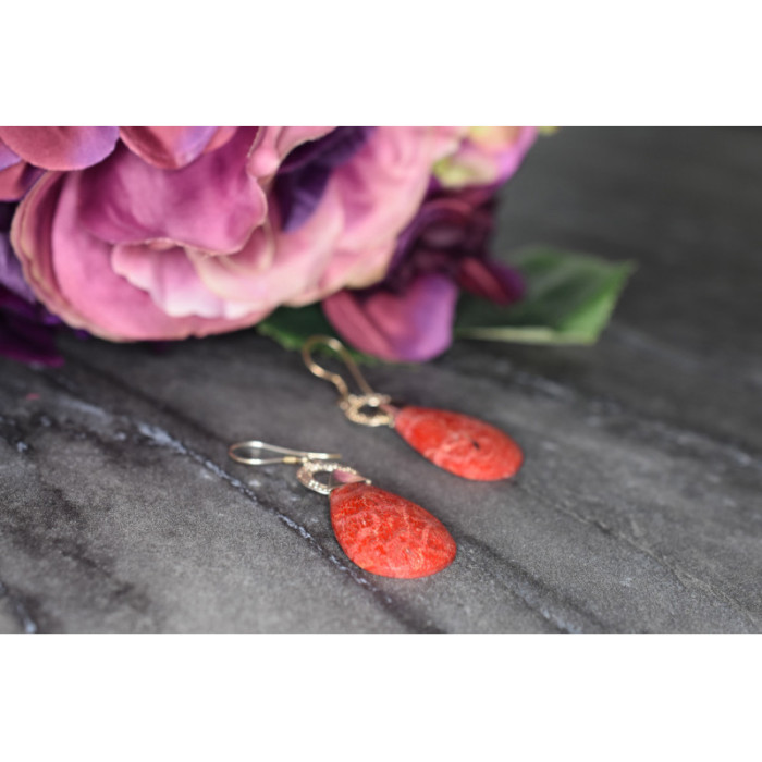 Vintage 925 Sterling Silver Red Jasper Earrings