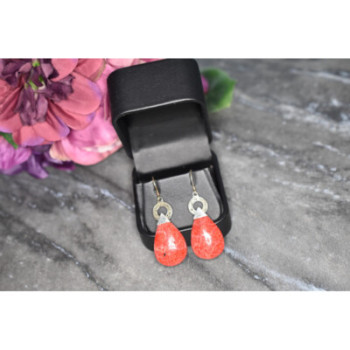 Vintage 925 Sterling Silver Red Jasper Earrings