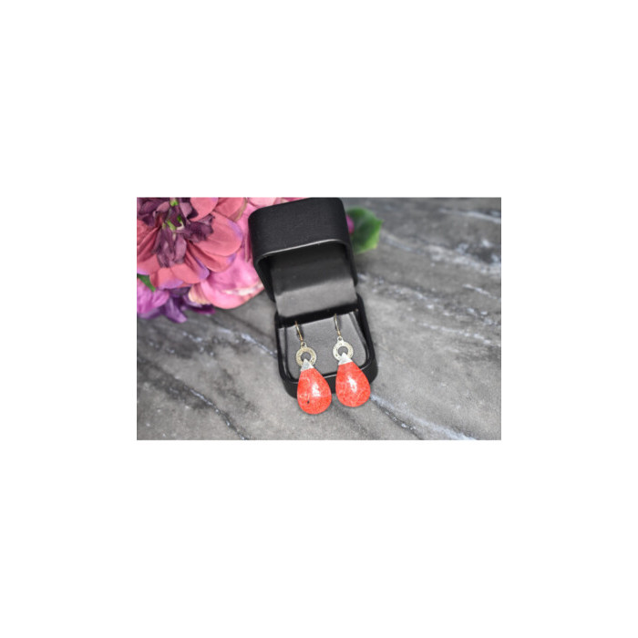 Vintage 925 Sterling Silver Red Jasper Earrings