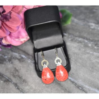 Vintage 925 Sterling Silver Red Jasper Earrings