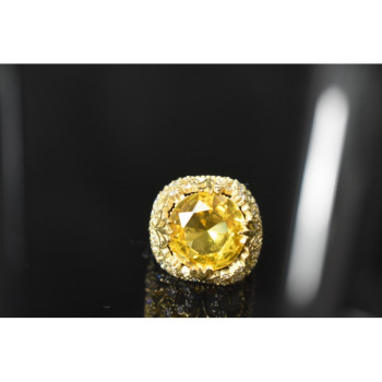925 Sterling Silver Yellow Alpanite & CZ Ring Size 8 Turkey