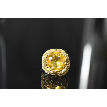 925 Sterling Silver Yellow Alpanite & CZ Ring Size 8 Turkey