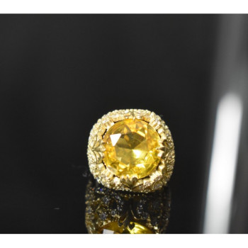 925 Sterling Silver Yellow Alpanite & CZ Ring Size 8 Turkey