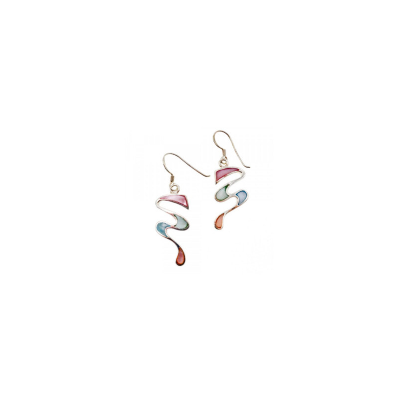 925 Sterling Silver Multicolor Enamel Earrings