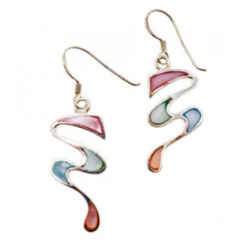 925 Sterling Silver Multicolor Enamel Earrings
