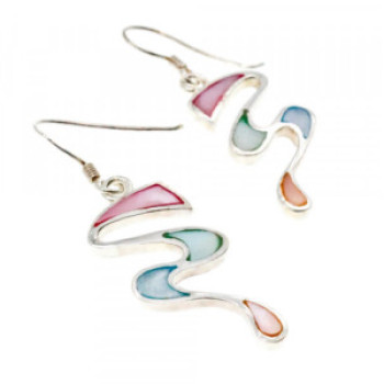 925 Sterling Silver Multicolor Enamel Earrings