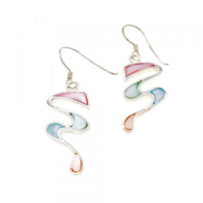925 Sterling Silver Multicolor Enamel Earrings