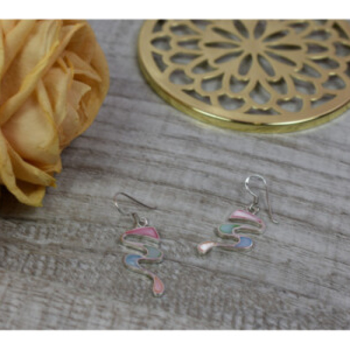 925 Sterling Silver Multicolor Enamel Earrings